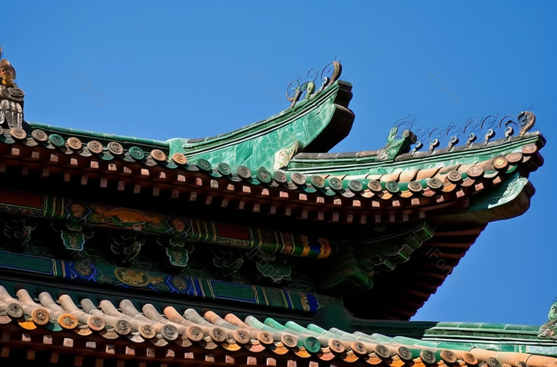 古建筑彩瓦特写摄影图,高清,摄影图,摄影图片,图片大全,摄影图免费下载